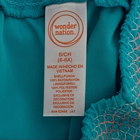 Wonder Nation | Girls Size S(6/6X) | Teal Shorts & Orange Tank Summer Outfit NWT - Picture 12 of 12